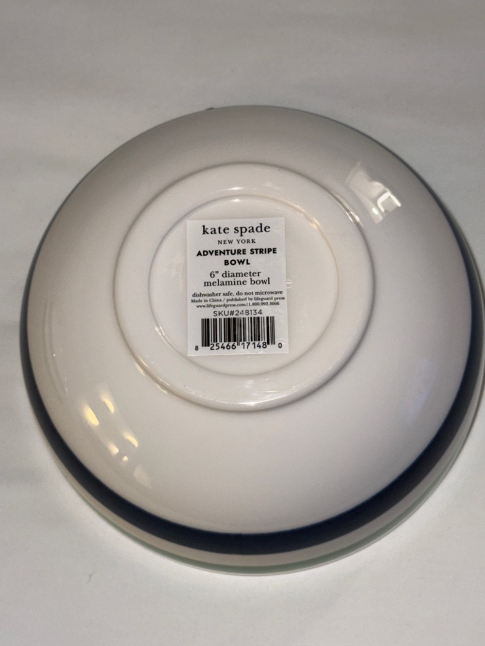kate spade striped melamine individual bowls in green, navy and white - Picture 8 of 9